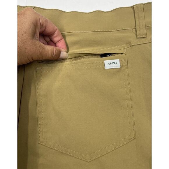Orvis Tech Pants Mens 36x33 Tan Performance Cargo Pocket Flex Hiking Gorpcore - Picture 9 of 11